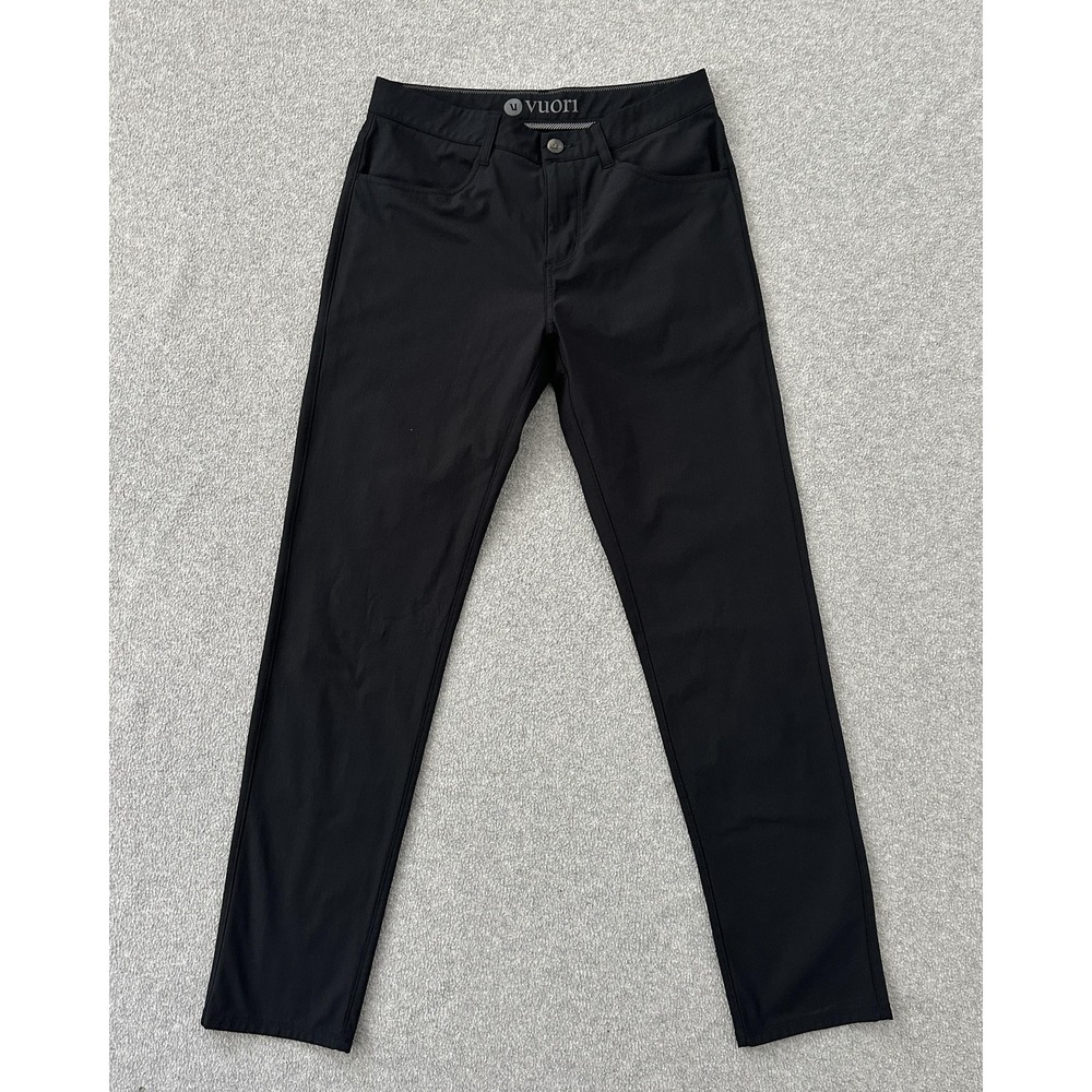 Vuori Pants Mens 30 Black Meta Pant Slim Stretch Travel Golf Zip‎ Pocket Chino